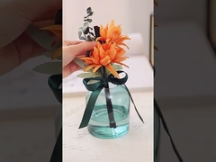 アロマホーム フラワーファイバースティックガラスボトル 400ml ラウンドリードディフューザー ギフトボックス付き