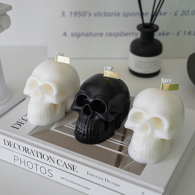 標準的な工場直売のクリスマスのハロウィンのピンクの黒裸の白いかぎつけられたSkulledでハロウィンのギフトのための蝋燭を形づけなさい