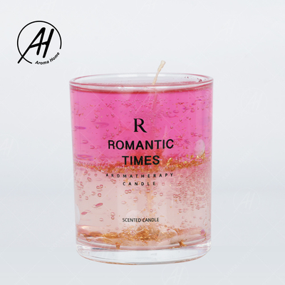 結婚のロマンチックな実質の花のガラス瓶の蝋燭の大豆のワックスのにおいは7OZ 8OZをゼリー状にする