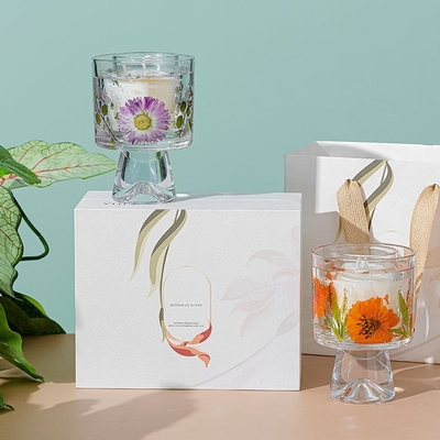 ラベルの注文のギフトの装飾的な乾燥した花のガラス瓶のゲルは香料入りのゼリーの蝋燭にワックスを掛ける