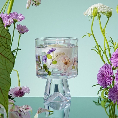 ラベルの注文のギフトの装飾的な乾燥した花のガラス瓶のゲルは香料入りのゼリーの蝋燭にワックスを掛ける