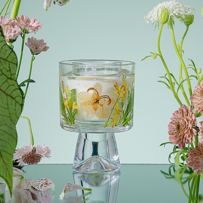 ラベルの注文のギフトの装飾的な乾燥した花のガラス瓶のゲルは香料入りのゼリーの蝋燭にワックスを掛ける