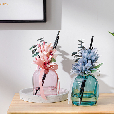 Reedの拡散器400mlのあたりの精油の花繊維の棒のアロマセラピーのガラス ビン