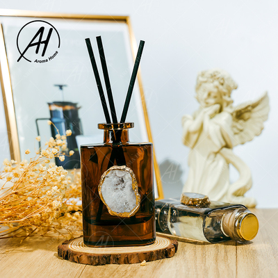 こはく色の灰色のガラス ビンの水晶芳香の家のための無煙Reedの拡散器180ML