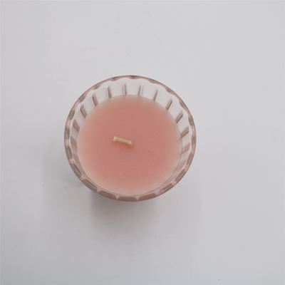 家の芳香のためのODM 4ozの自然なピンクのガラス瓶の香料入りの蝋燭
