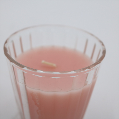 家の芳香のためのODM 4ozの自然なピンクのガラス瓶の香料入りの蝋燭