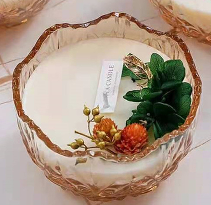 大豆はハンドメイドの香料入りの蝋燭に乾燥した花の装飾が付いている10のOzの蝋燭の瓶ワックスを掛ける