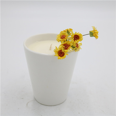 香りの家のティー カップの陶磁器の大豆の蝋燭は無光沢の白い7ozをかぎつけた